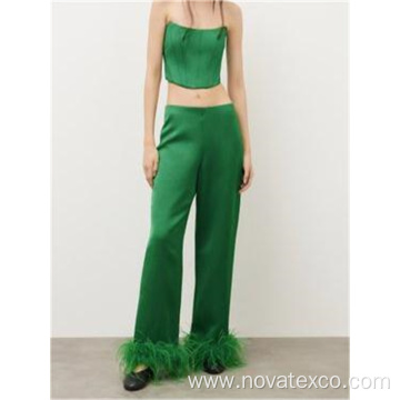 Tencel Strapless Pants Two-Piece Set